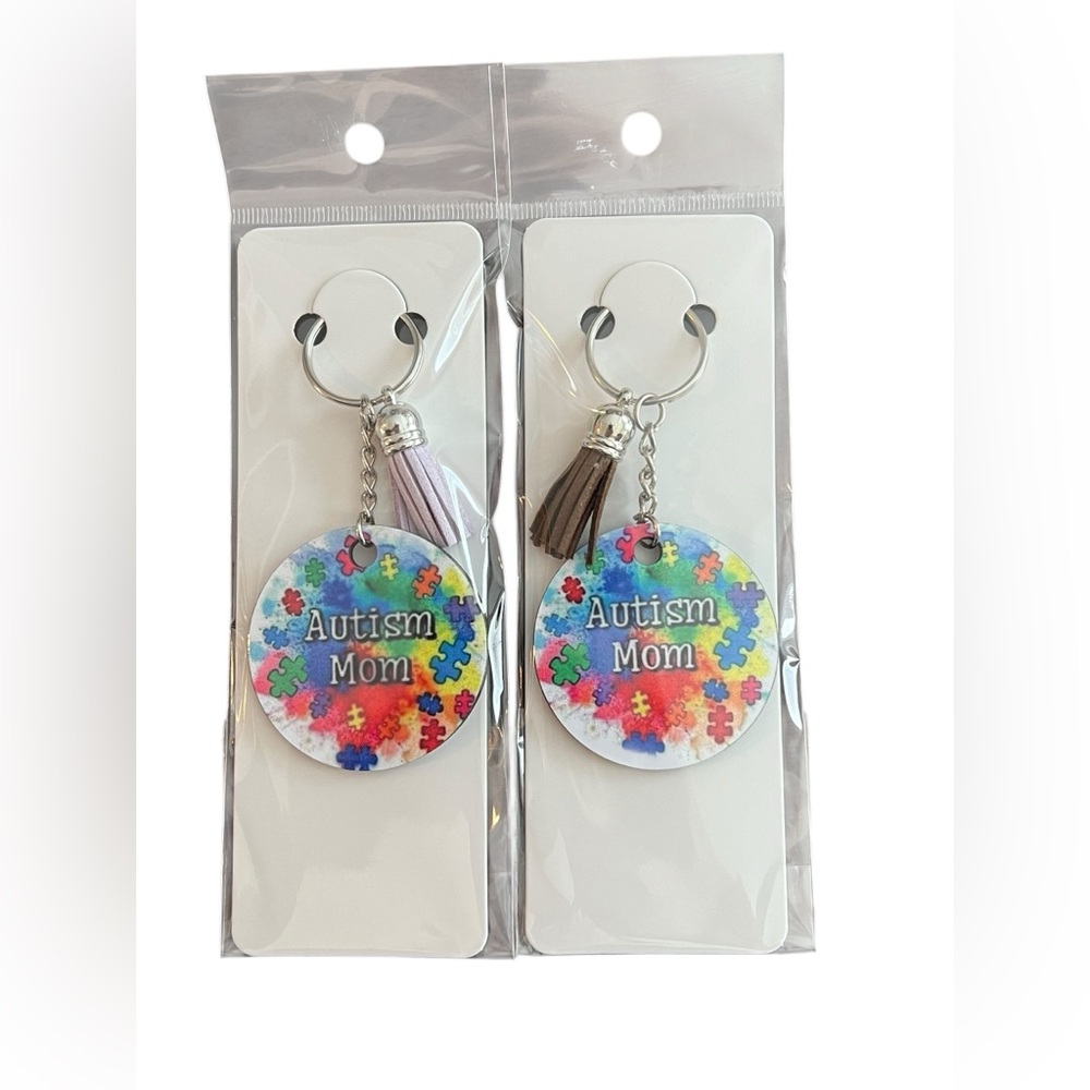 Handmade Autism Mom Keychain 🧩